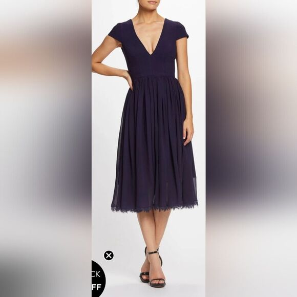 Dress the Population Dresses & Skirts - DRESS THE POPULATION Corey Chiffon Fit & Flare Cocktail Dress NWOT sz XL blue